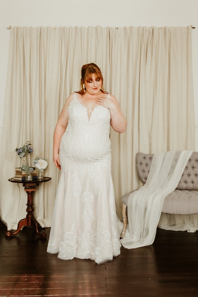 Long Tulle Dress with Beaded Straps Sage Plus Size
