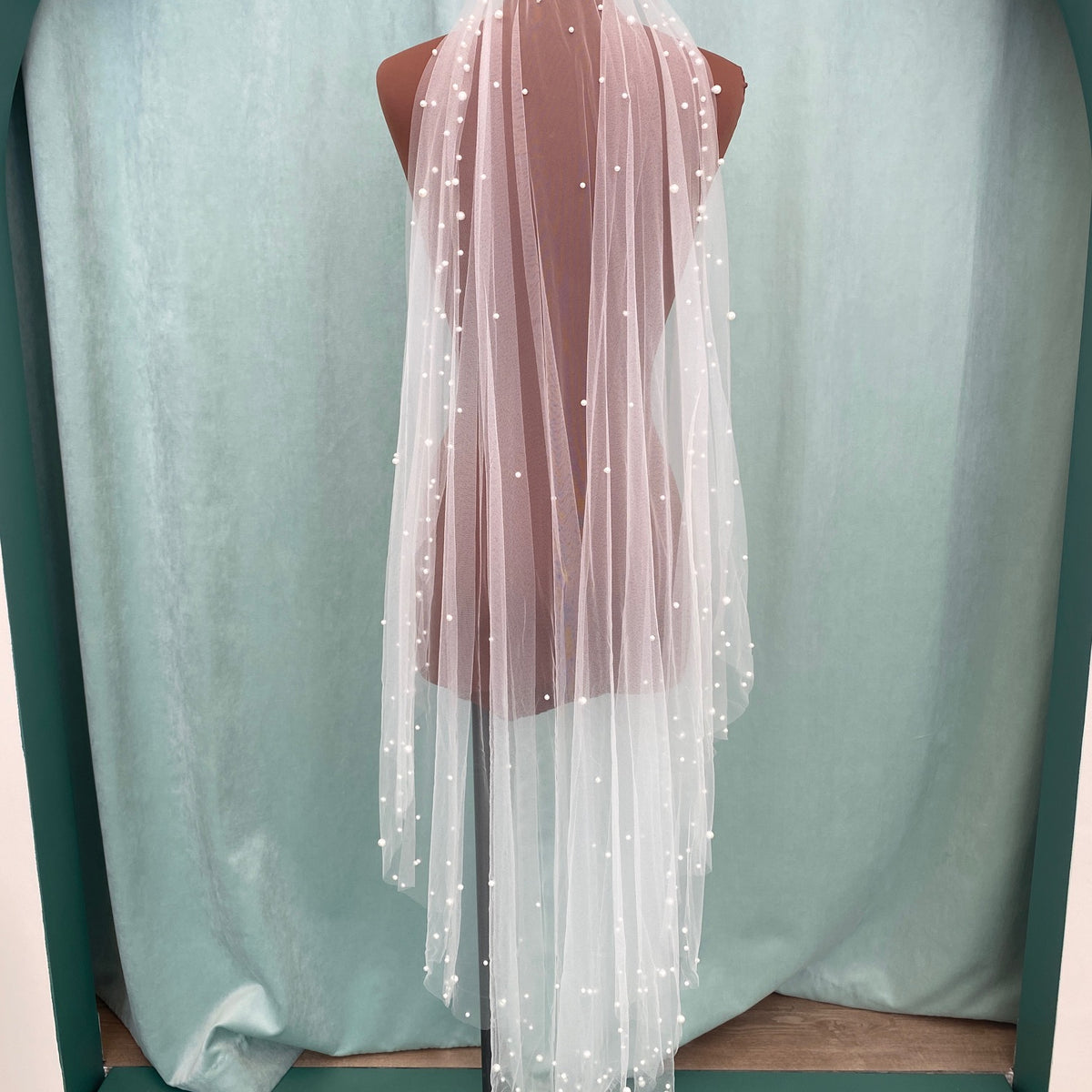 Giselle SP507 Scattered pearl on soft tulle — Blue Sage Bridal