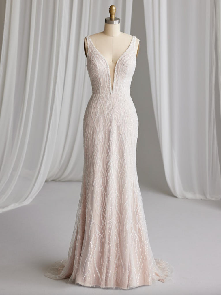 fitted lace wedding dress Maggie Sottero Jordan — Blue Sage Bridal