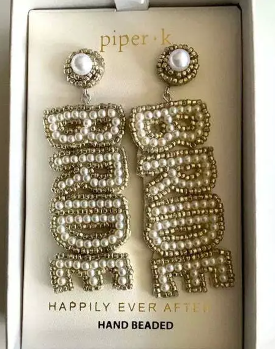 Piper K Beaded Bride Earrings