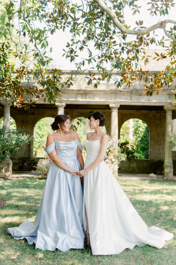 two piece bridesmaid dresses Two Piece Bridesmaid Dress with Short Sleeves,Tulle Bridesmaid Dress,Long Bridesmaid Dress,BD00160, US20W / Skyblue