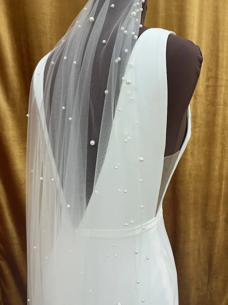Giselle SP507 Scattered pearl on soft tulle